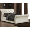 Castela Soft White Faux Leather Queen Sleigh Bed