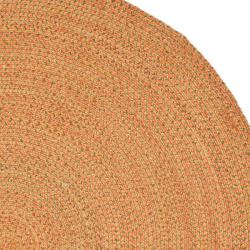 Hand-woven Reversible Peach/ Green Braided Rug (6' Round)