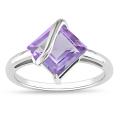 Sterling Silver Square-cut Amethyst Fashion Ring