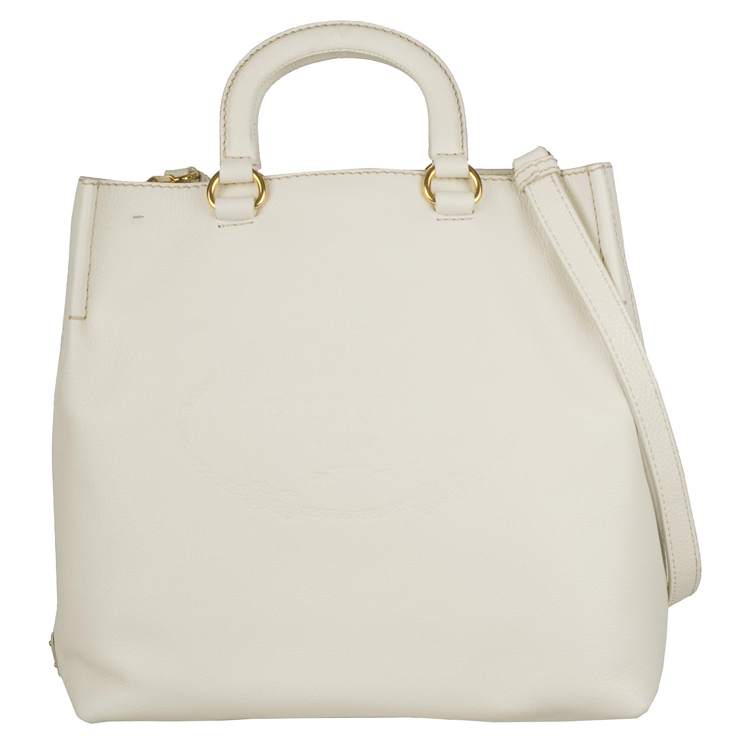 Prada Ivory Leather Tote Bag - 13647552 - Overstock.com Shopping ...  