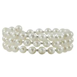 Pearls For You Sterling Silver Freshwater Pearl Bangle Bracelet (6-7 mm)