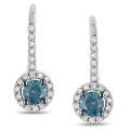 14k White Gold 3/4ct TDW Blue and White Diamond Hoop Earrings (G-H, I2-I3)