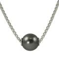 Pearls For You Sterling Silver Tahitian Pearl Solitaire Necklace (9-10 mm)