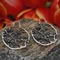 Sterling Silver Cherry Blossom Circle Earrings (Mexico)
