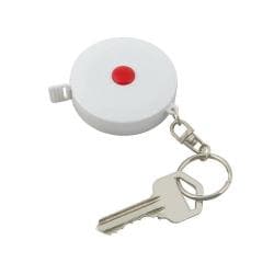 White Round Mini Tape Measure With Key Ring