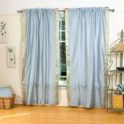 Grey 84-inch Rod Pocket Sheer Sari Curtain Panel Pair (India)