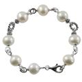 Pearls For You Sterling Silver White Freshwater Pearl Bracelet (9-10 mm)