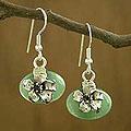 Sterling Silver 'Blossoming Fields' Aventurine Flower Earrings (India)
