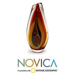 Low Price Murano Hand-blown Glass 'Artful' Large Vase (Brazil)