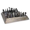 Recycled Metal 'Rustic Pyramid' Auto Part Chess Set (Mexico)
