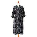 Men's Cotton 'Black Cosmos' Batik Robe (Indonesia)