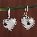 Silver 'Love's Glow' Garnet Heart Earrings (Mexico)