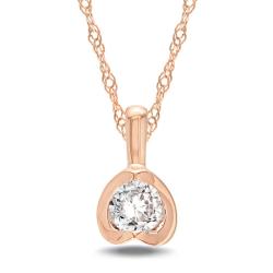 10k Pink Gold 1/4ct TDW Diamond Solitaire Necklace (G-H, I2-I3)