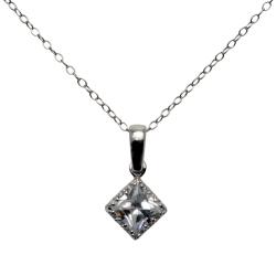 Sterling Silver Princess-Cut Cubic Zirconia Necklace