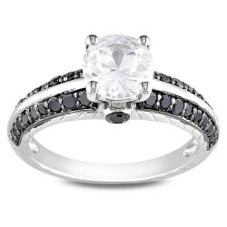 Miadora Sterling Silver 2/5ct Black Diamond and White Sapphire Ring