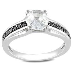 Sterling Silver 1/6ct TDW Black Diamond and White Sapphire Ring