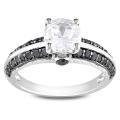 Sterling Silver 2/5ct Black Diamond and White Sapphire Ring