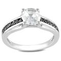 Sterling Silver 1/6ct TDW Black Diamond and White Sapphire Ring