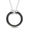 Sterling Silver 1/5ct TDW Black and White Diamond Circle Necklace (G-H, I3)