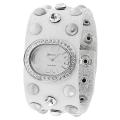 Geneva Platinum Women's Rhinestone-accented Studded Leather Snap Watch