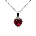 Sterling Silver Crown-set Lab-created Ruby Heart Necklace