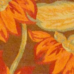 Indo Hand-tufted Orange/ Green Floral Wool Rug (4' x 6')