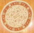 Afghani Hand-knotted Ivory/ Red Vegetable Dye Wool Rug (8' Round)
