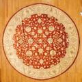 Afghani Hand-knotted Red/ Ivory Vegetable Dye Wool Rug (12' Round)