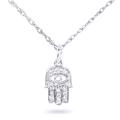 14k White Gold 1/10ct TDW Diamond Accent Mini Hamsa Necklace