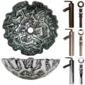 Geyser Tempered Glass Silver/ Charcoal Bathroom Vessel Sink Faucet Combo