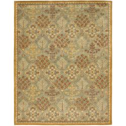 (_ _ ) Handmade Tree of Life Slate Blue Wool Rug (12' x 18')