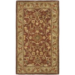 Handmade Taj Mahal Rust/ Green Wool Rug (3' x 5')