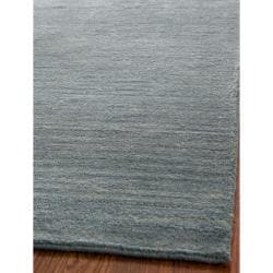 Loomed Knotted Himalayan Solid Blue Wool Rug (6' Square)