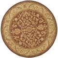 Handmade Taj Mahal Rust/ Green Wool Rug (6' Round)