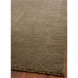 Loomed Knotted Himalayan Solid Brown Wool Rug (6' Square)