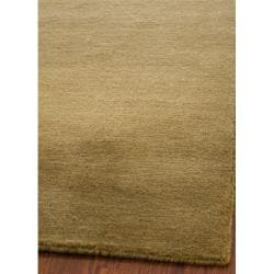 Loomed Knotted Himalayan Solid Green Wool Rug (6' Square)