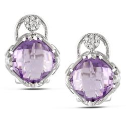 Sterling Silver Amethyst and Diamond Accent Earrings