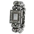 Geneva Platinum Women's Rhinestone Faux Pearl Link Watch