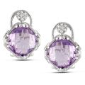 Sterling Silver Amethyst and Diamond Accent Earrings