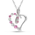 10k White Gold Pink/ White Sapphire and Diamond Accent Necklace