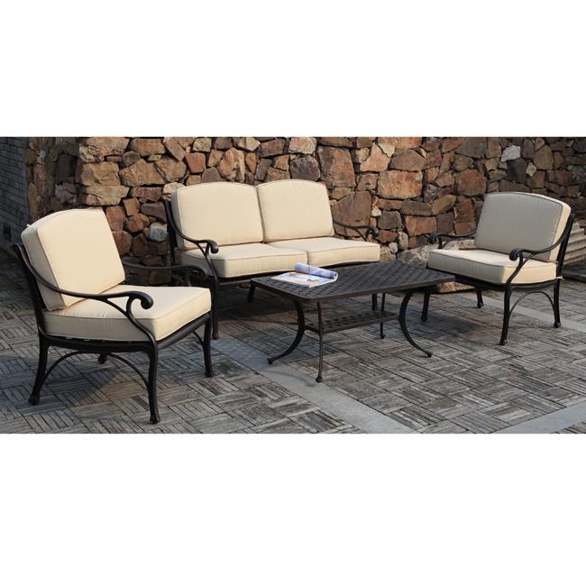 Black 4piece Cast Aluminum Outdoor Conversation Set Overstock