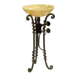 DreamLine Wrought Iron Stand with Honey Onyx Natural Stone Vessel Sink