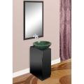Modern Glass Black Finish Mirror and Natural Stone Bowl Vanity