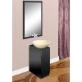 Modern Glass Black Finish Vanity with Mirror and Natural Stone Bowl Sink