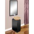 Modern Glass Black Finish Vanity with Mirror and Natural Stone Bowl Sink