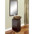 Modern Mahogany Finish Vanity with Mirror and Natural Stone Bowl Sink