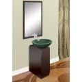 Modern Mahogany Finish Vanity with Mirror and Natural Stone Bowl Sink