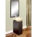 Modern Mahogany Finish Vanity with Mirror and Natural Stone Bowl Sink