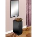 Modern Glass Black Finish Vanity with Mirror and Natural Stone Bowl Sink