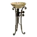 DreamLine Wrought Iron Stand with Emperador Light Natural Stone Vessel Sink